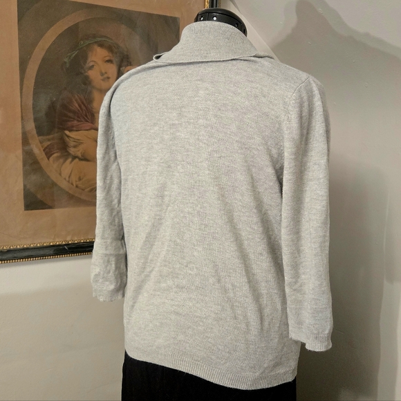 Alia L Grey Cowl Neck Sweater with 3/4 Sleeves - Picture 2 of 3